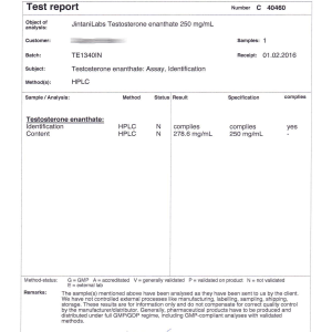 Jintani Labs Enanthate 250 (Batch TE1340JN)