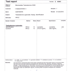 Biomex Labs Testosterone C250 (Batch C2579V675)