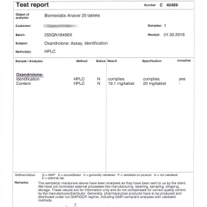 Biomex Anavar 20 (Batch 255QN18406X)