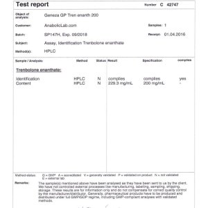 Geneza Pharma GP Tren Enanth 200 lab report (April 14, 2016)