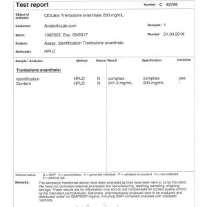 QD Labs Trenbolone Enanthate lab report (April 14, 2016)