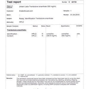 Jintani Labs Trenbolone Enanthate lab report (April 14, 2016)