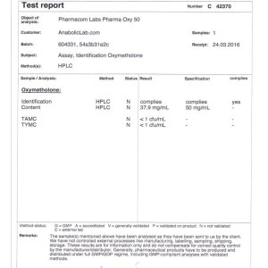 Pharmacom Labs PHARMA Oxy 50 lab report (April 27, 2016)