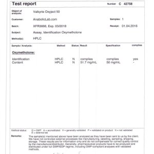 Valkyrie Pharma Oxyject 50 lab report (April 27, 2016)