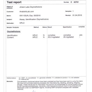 Jintani Labs Oxymetholone lab report (April 27, 2016)