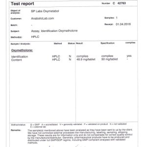 SP Laboratories Oxymetabol Lab Report (April 27, 2016)