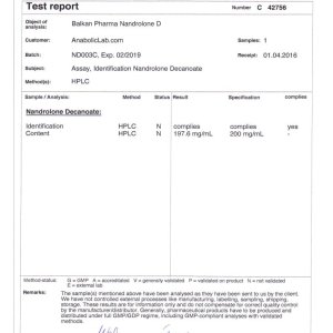 Balkan Pharma Nandrolone D lab report (April 27, 2016)