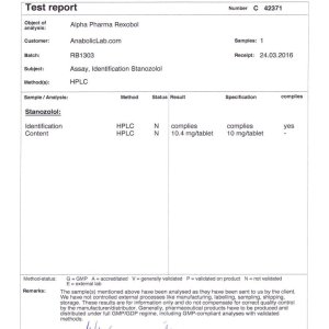 Alpha Pharma Rexobol lab report (May 4, 2016)