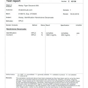 Malay Tiger Decanol-200 lab report (July 18, 2016)