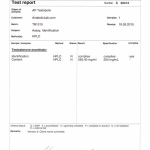 Alpha Pharma Testobolin Lab Report (June 2, 2015)