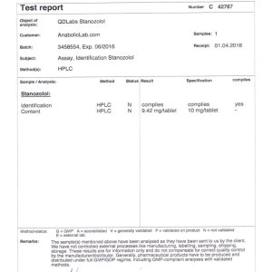 QD Labs Stanozolol lab report (May 6, 2016)