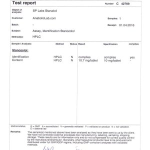 SP Labs Stanozol lab report (May 6, 2016)