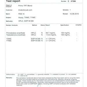 Primo of the Gods "Primo TRT Blend" lab report (September 23, 2016)