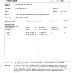 VNUM Labs NPPnum 150 lab report (September 30, 2016)