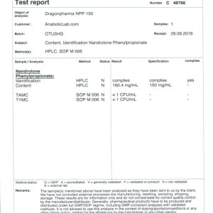 Dragon Pharma NPP 150 lab report (November 18, 2016)