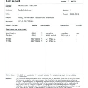 Pharmacom Labs PHARMA Test E300 lab report