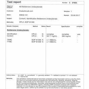 Anabolic Solutions (AS Labs) Boldenone Undecylenate Equipoise lab report