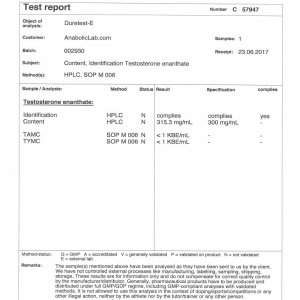 Dure Pharma Duretest-E lab test report (July 24, 2017)