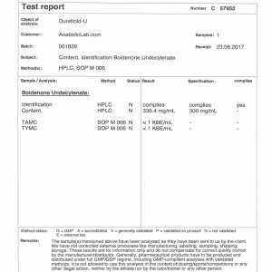 Dure Pharma Durebold-U lab test report (July 24, 2017)