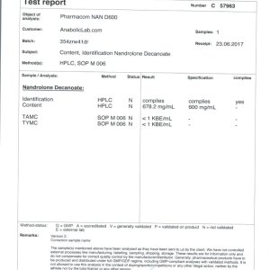 Pharmacom Labs PHARMA NAN D600 lab report (October 12, 2017)