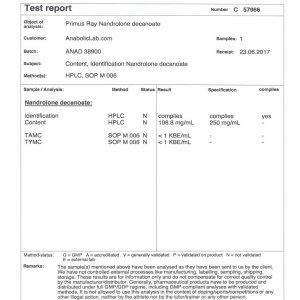 Primus Ray Labs Nandrolone Decanoate lab report (July 28, 2017)