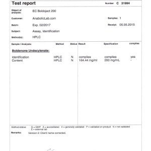 EuroChem Laboratories EC Boldoject lab report (June 2, 2015)