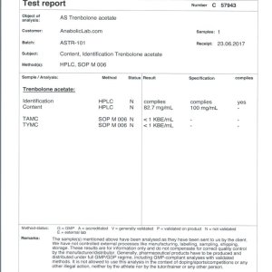 AS Labs Trenbolone Acetate lab report (September 18, 2017)