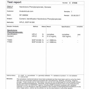 Genesis Nandrolone Phenylpropionate lab report (July 28, 2017)