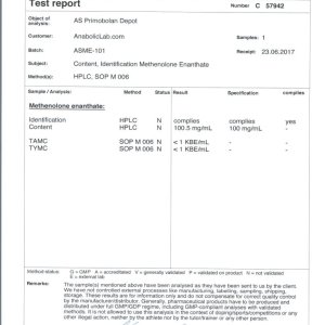 AS Labs Primobolan Depot lab report (October 19, 2017)