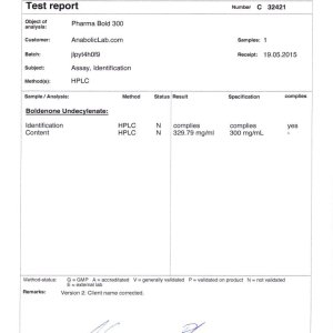 Pharmacom Labs PHARMA Bold 300 lab report (June 2, 2015)