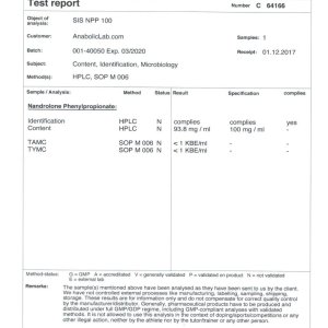 SIS Laboratories NPP 100 lab report (January 16, 2018)