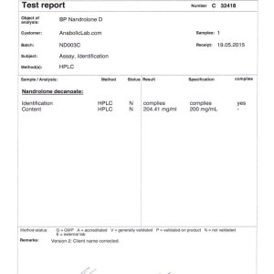 Balkan Pharma Nandrolona D lab report (June 2, 2015)