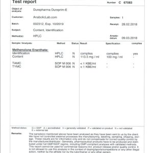 Dure Pharma Dureprim-E lab report (March 14, 2018)