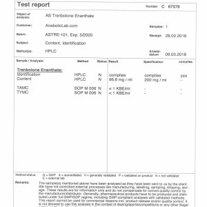 AS Labs Trenbolone Enanthate lab report (March 27, 2018)