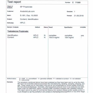 SP Labs SP Propionate lab report (June 29, 2018)