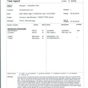 Myogen DecaGen 250 lab report (March 27, 2019)