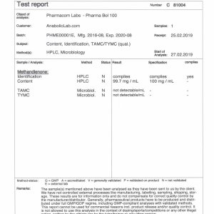 Pharmacom Labs PHARMA BOL 100 lab report (March 29, 2019)