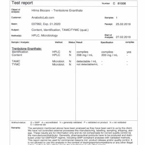 Hilma Biocare Trenbolone Enanthate lab report (March 29, 2019)