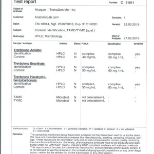 MyoGen TrenaGen Mix 150 lab report (March 27, 2019)