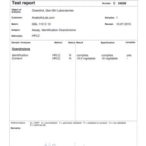 Gen-Shi Labs Oxandrol lab report (July 23, 2015)