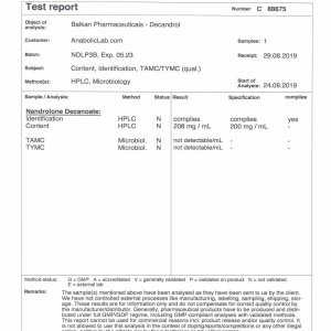 Balkan Pharma Decandrol lab report (October 15, 2019)