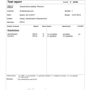 Phenom Pharmacy Oxandrolone lab report (July 23, 2015)