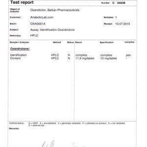 Balkan Pharma Oxandrolon lab report (July 23, 2015)