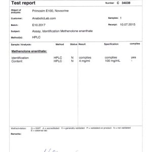 Novocrine Primosim E100 lab report (July 16, 2015)