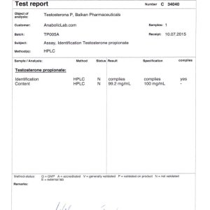 Balkan Pharma Testosterona P lab report (July 17, 2015)