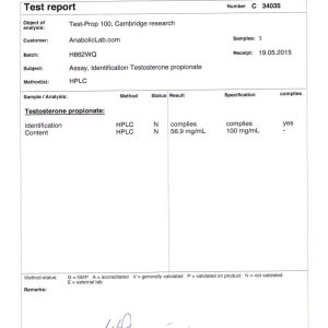 Cambridge Research Test Prop 100 lab report (July 20, 2015)