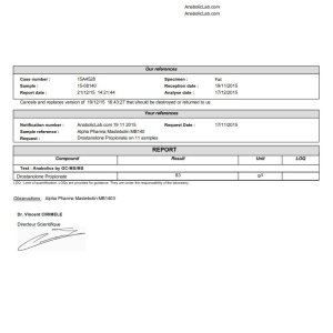 Alpha Pharma Mastebolin lab report (December 21, 2015)