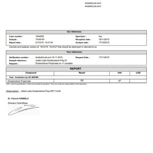 Jintani Labs Drostanolone Propionate lab report (December 21, 2015)