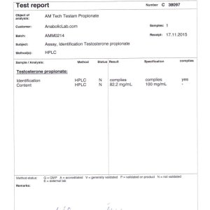 AM Tech Pharma Testam Propionate lab report  (December 21, 2015)