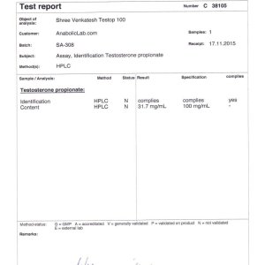 Shree Venkatesh Testop 100 lab report (December 21, 2015)